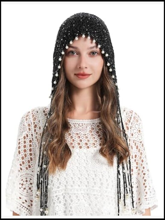 Crochet Slouchy Beanie Hat with Tassel Handmade Knit Skull Cap Boho main image 6
